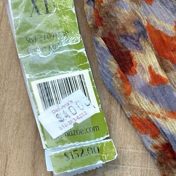 NWT Nic + Zoe Long Sleeve Sheer Silk Ruffle Neckline Blouse Size XL - Picture 10 of 13